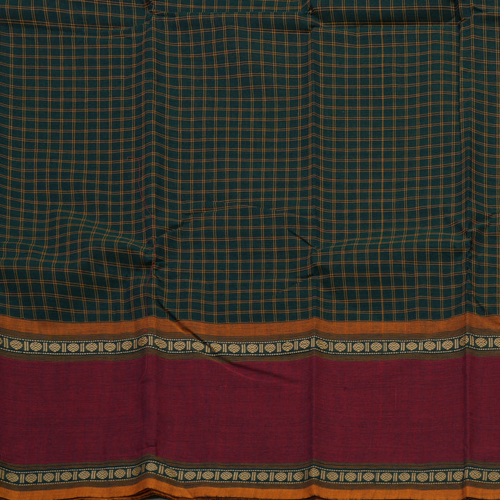 Hayagrivas Deep Teal Pure Chettinad Cotton Saree with Maroon Border KBE1566K5-15