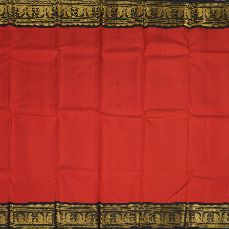 Hayagrivas Handloom Red Kanjivaram Silk Saree with Black Border KBE1568K12-1