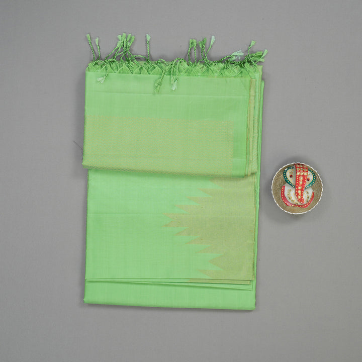 Hayagrivas Handloom Pista Green Kanjivaram Soft Silk Saree with Temple Border KBE1569K1-3