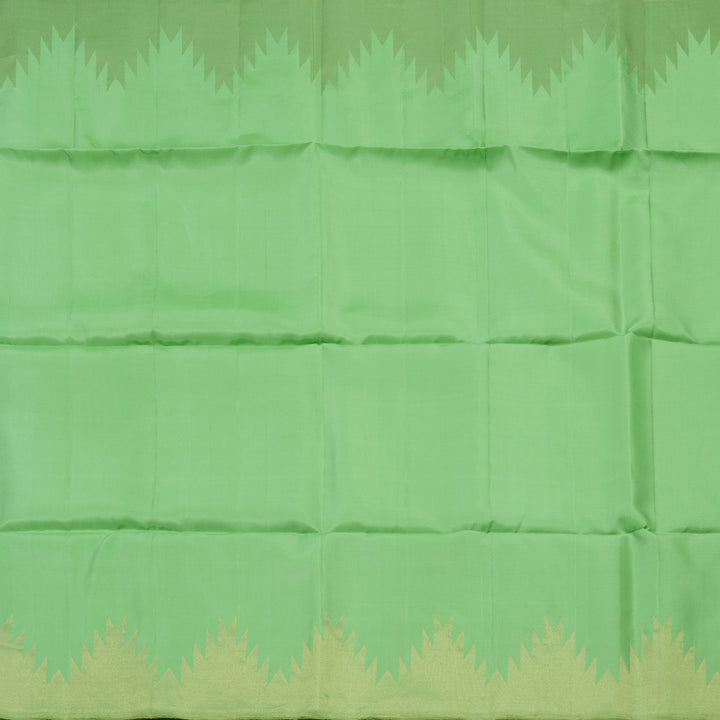 Hayagrivas Handloom Pista Green Kanjivaram Soft Silk Saree with Temple Border KBE1569K1-3