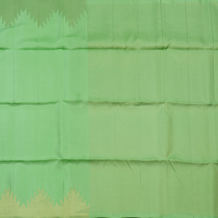 Hayagrivas Handloom Pista Green Kanjivaram Soft Silk Saree with Temple Border KBE1569K1-3