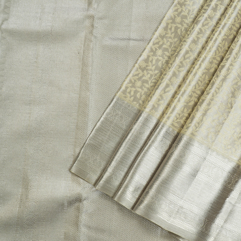 Hayagrivas Silver Grey Handloom Kanjivaram Silk Saree KBE156D16-1