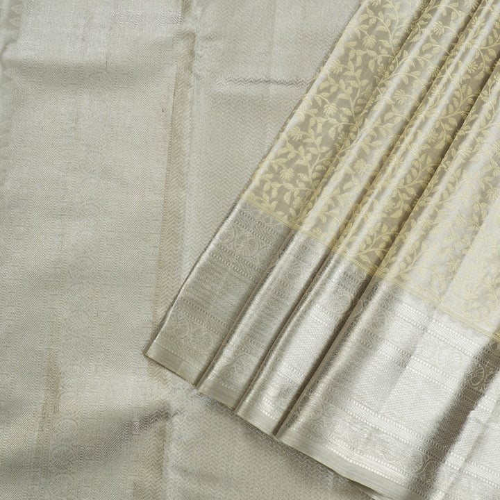 Hayagrivas Silver Grey Handloom Kanjivaram Silk Saree KBE156D16-1