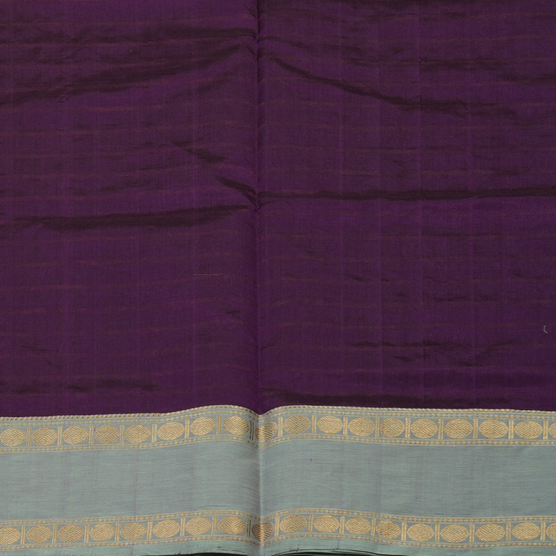Hayagrivas Violet Kanchi Silk Cotton Saree with Royal Grey Rettapet KBE1570K1-2