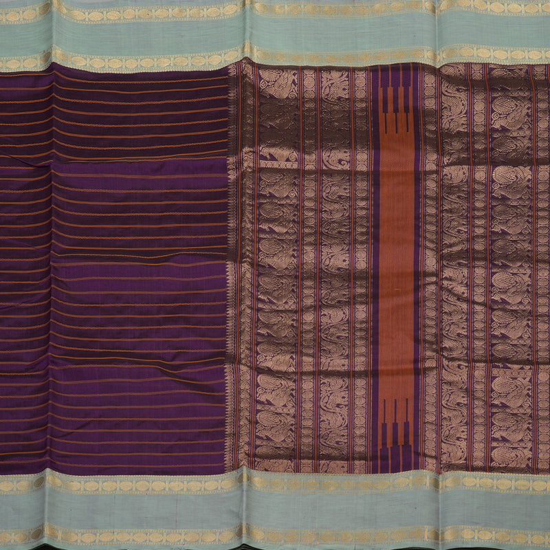 Hayagrivas Violet Kanchi Silk Cotton Saree with Royal Grey Rettapet KBE1570K1-2