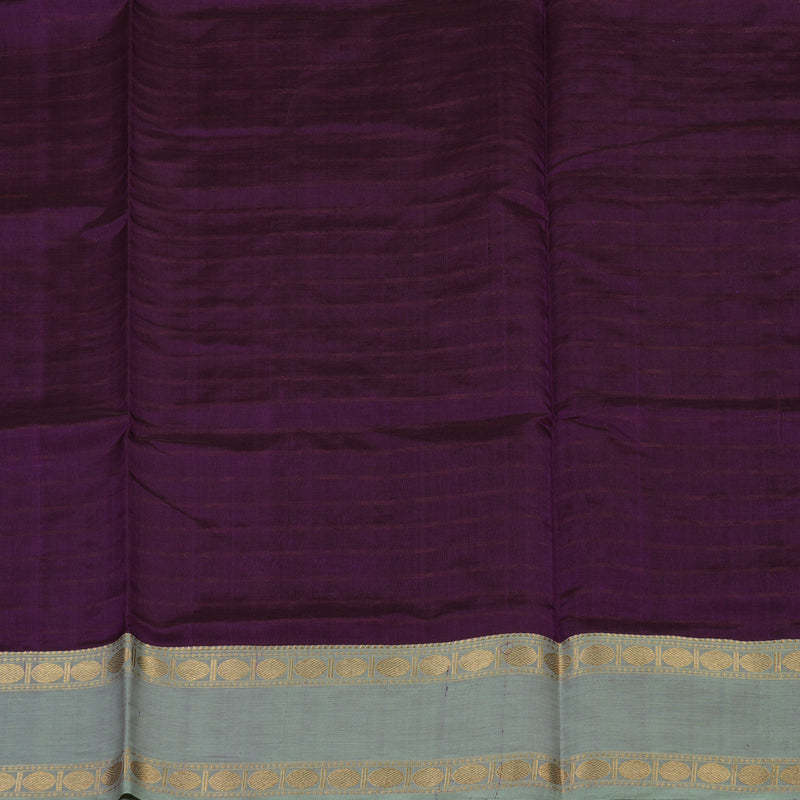 Hayagrivas Violet Pure Kanchi Silk Cotton Saree with Light Elachi Green Border KBE1570K1-3