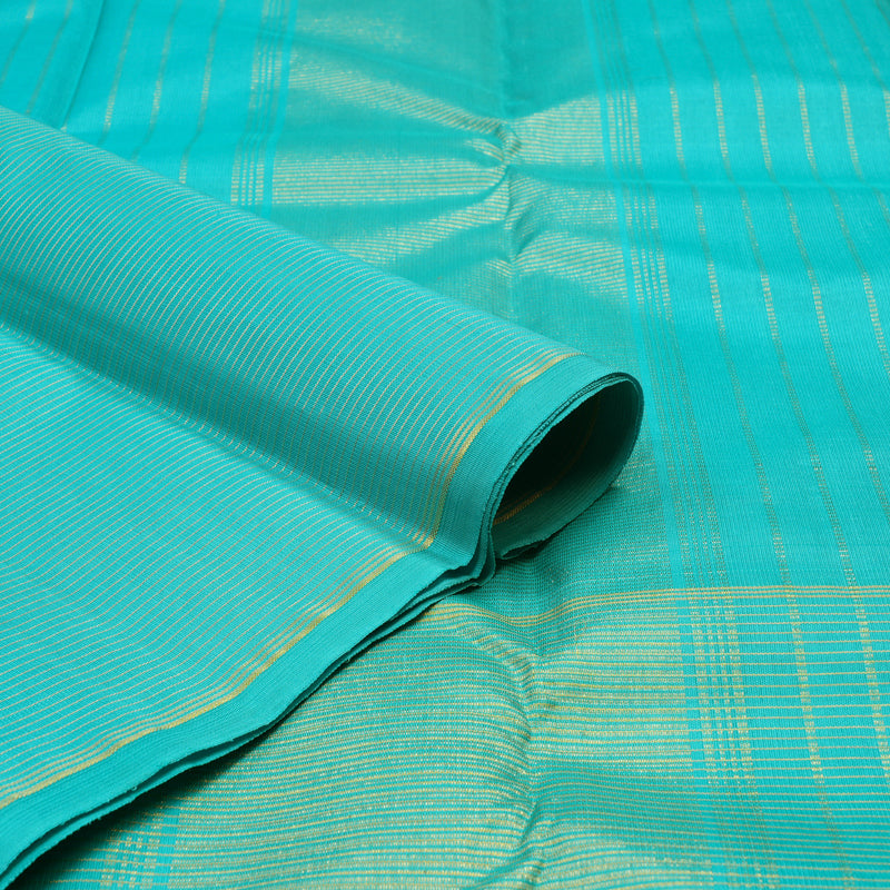 Hayagrivas Handloom Lemon Yellow Kanjivaram Silk Saree with Bright Teal border KBE1572K5-1