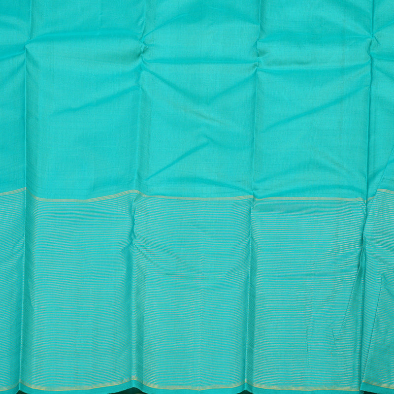Hayagrivas Handloom Lemon Yellow Kanjivaram Silk Saree with Bright Teal border KBE1572K5-1