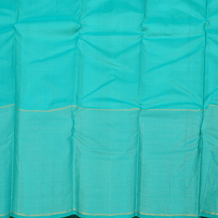 Hayagrivas Handloom Lemon Yellow Kanjivaram Silk Saree with Bright Teal border KBE1572K5-1