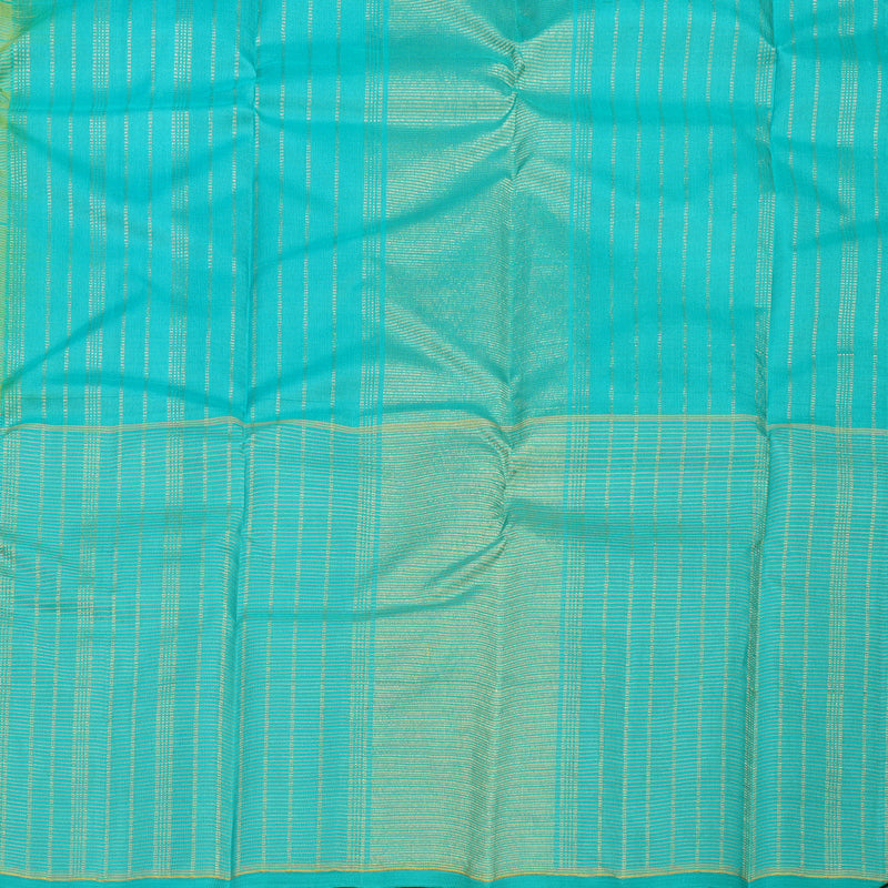Hayagrivas Handloom Lemon Yellow Kanjivaram Silk Saree with Bright Teal border KBE1572K5-1