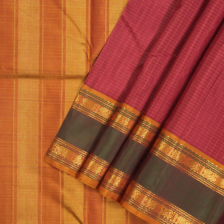 Hayagrivas Handloom Maroon Kanjivaram Silk Saree with Manthalir border KBE1572K6-1