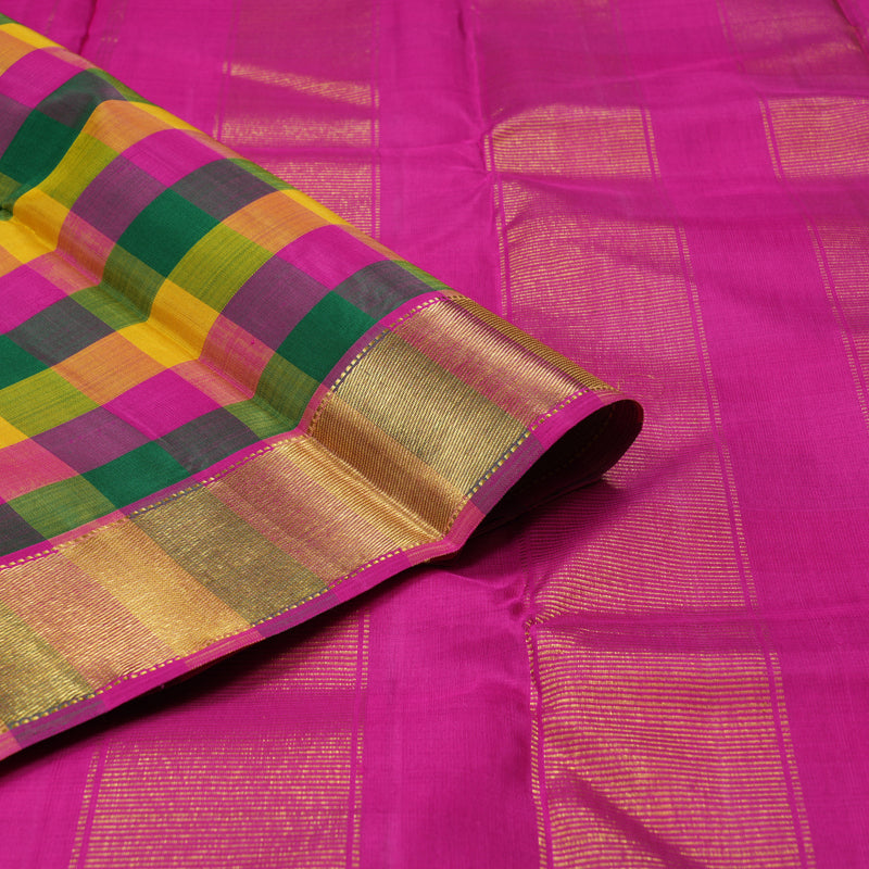 Hayagrivas Handloom Multicolour Checks Kanjivaram Silk Saree KBE1572K7-1
