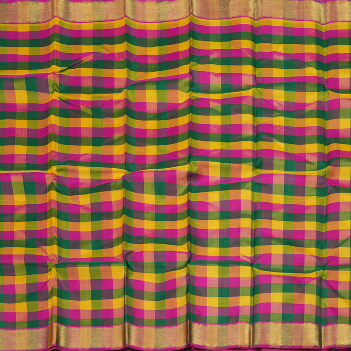Hayagrivas Handloom Multicolour Checks Kanjivaram Silk Saree KBE1572K7-1