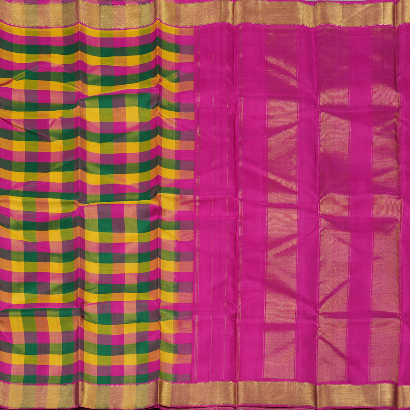 Hayagrivas Handloom Multicolour Checks Kanjivaram Silk Saree KBE1572K7-1