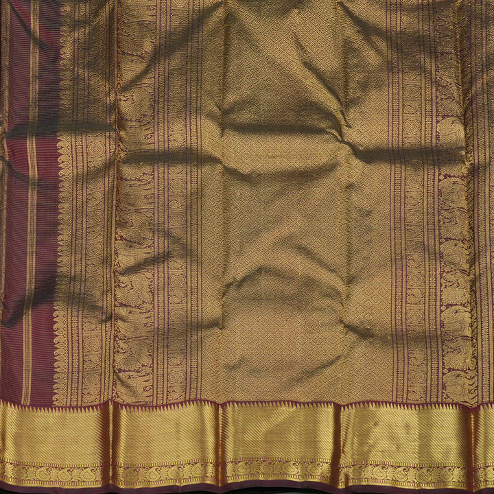 Hayagrivas Handloom Araku Maroon Kanjivaram Silk Saree KBE1576K1-1