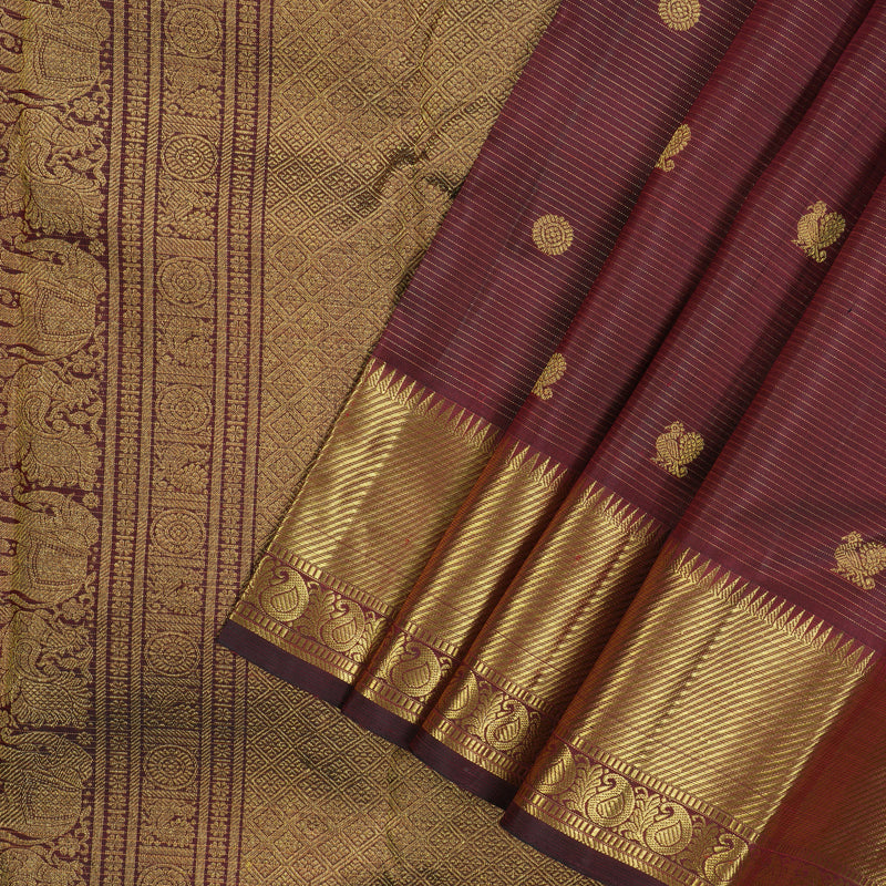 Hayagrivas Handloom Araku Maroon Kanjivaram Silk Saree KBE1576K1-1