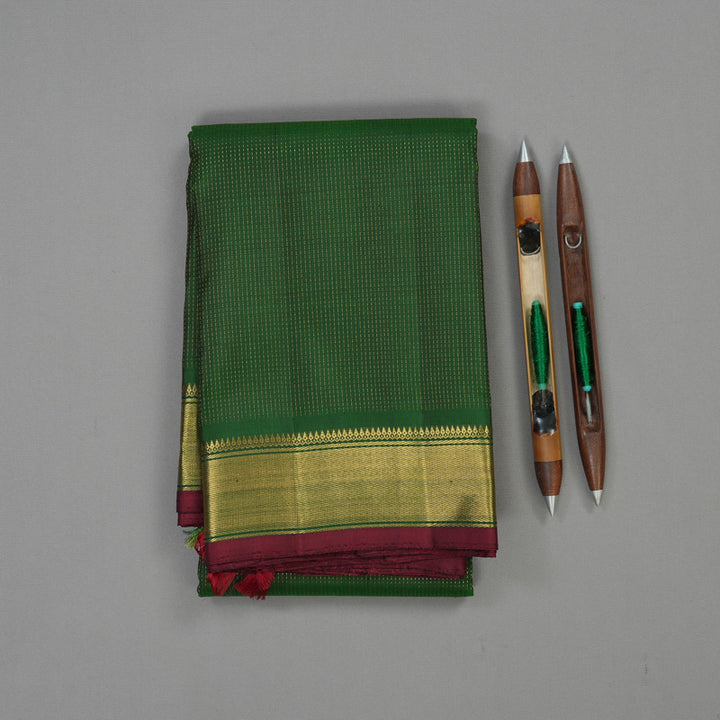 Hayagrivas Handloom Bottle Green Kanjivaram Silk Saree KBE1578K1-1
