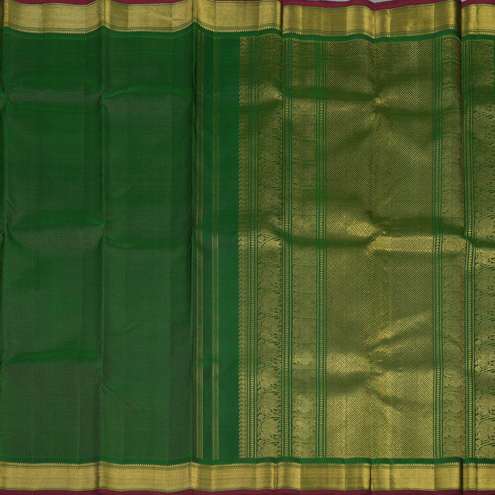Hayagrivas Handloom Bottle Green Kanjivaram Silk Saree KBE1578K1-1