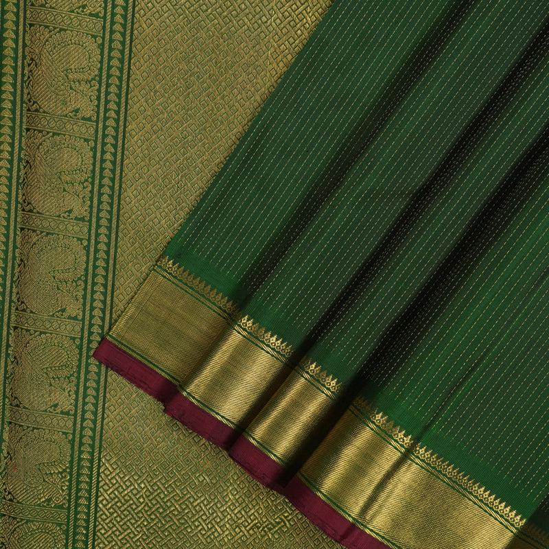 Hayagrivas Handloom Bottle Green Kanjivaram Silk Saree KBE1578K1-1