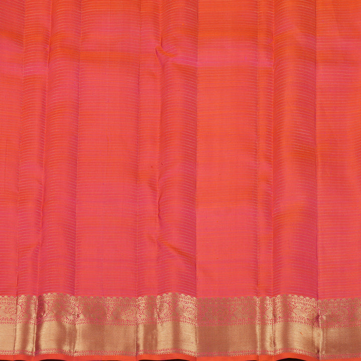 Hayagrivas Orangish Pink Handloom Kanjivaram Silk Saree KBE157D1-3