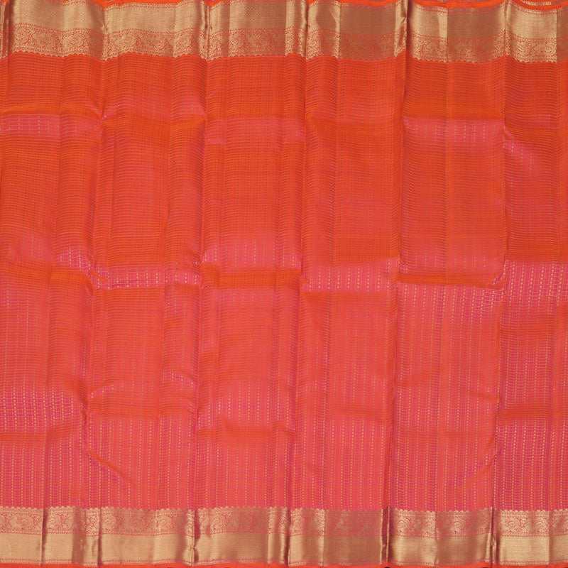 Hayagrivas Orangish Pink Handloom Kanjivaram Silk Saree KBE157D1-3