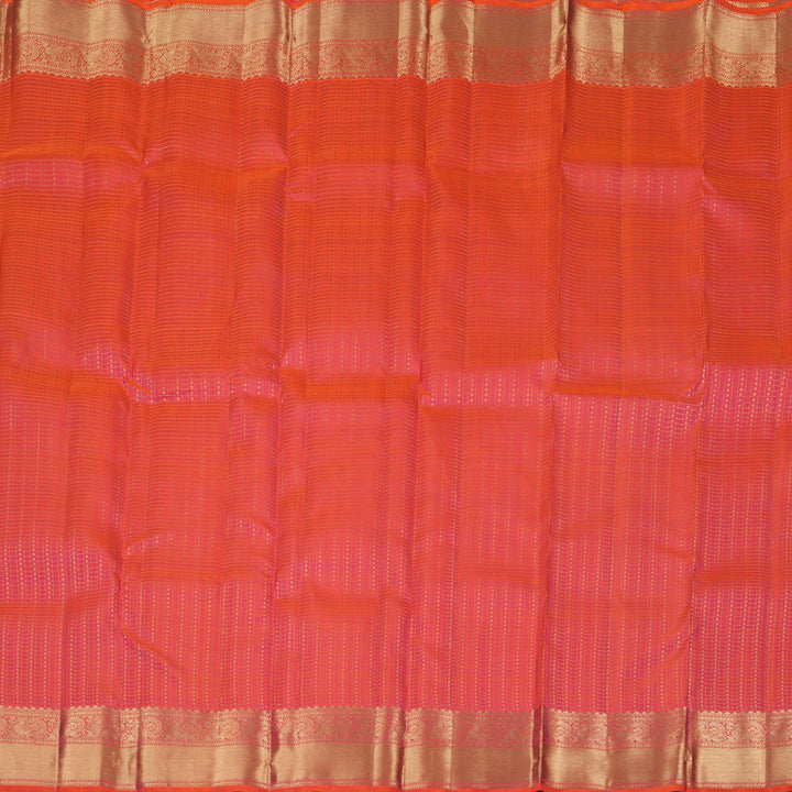 Hayagrivas Orangish Pink Handloom Kanjivaram Silk Saree KBE157D1-3