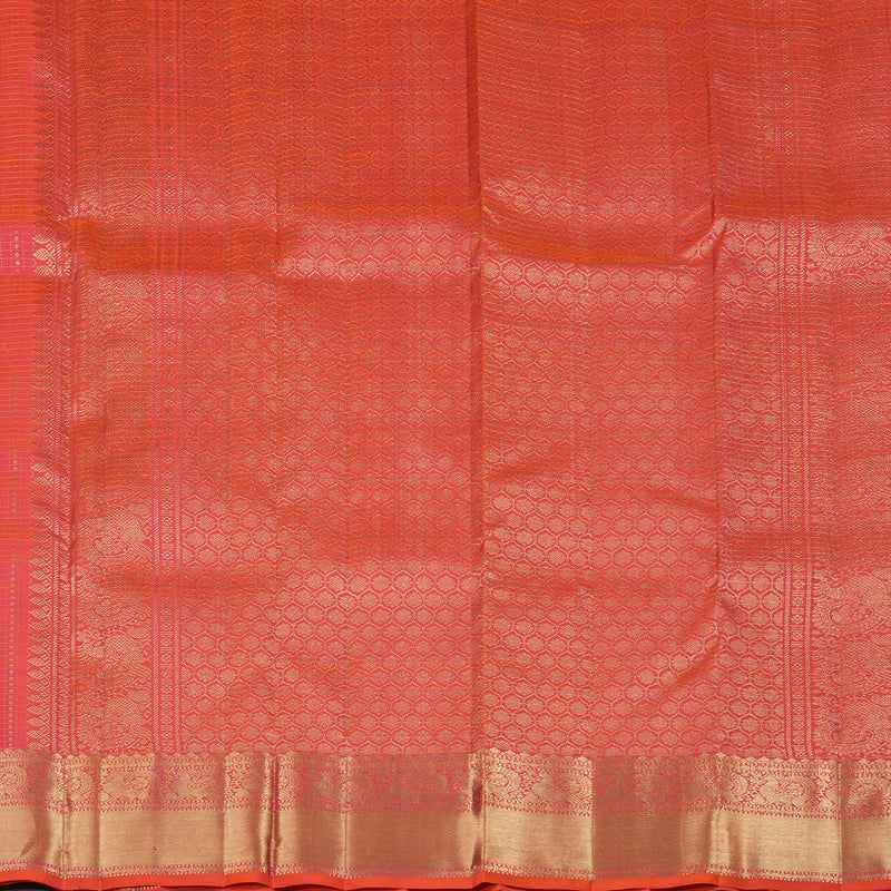 Hayagrivas Orangish Pink Handloom Kanjivaram Silk Saree KBE157D1-3