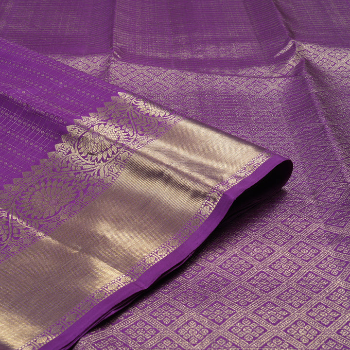 Hayagrivas Handloom Kanjivaram silks saree in  attractive Purple Jari kattam KBE157D1-4