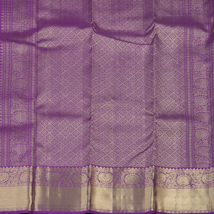 Hayagrivas Handloom Kanjivaram silks saree in  attractive Purple Jari kattam KBE157D1-4