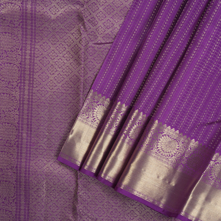 Hayagrivas Handloom Kanjivaram silks saree in  attractive Purple Jari kattam KBE157D1-4