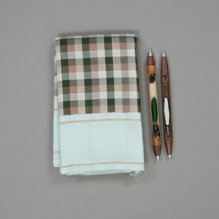 Hayagrivas Handloom Multicolour Checks Kanjivaram Silk Saree with Powder Blue border KBE1580K1-1