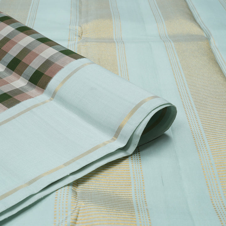 Hayagrivas Handloom Multicolour Checks Kanjivaram Silk Saree with Powder Blue border KBE1580K1-1