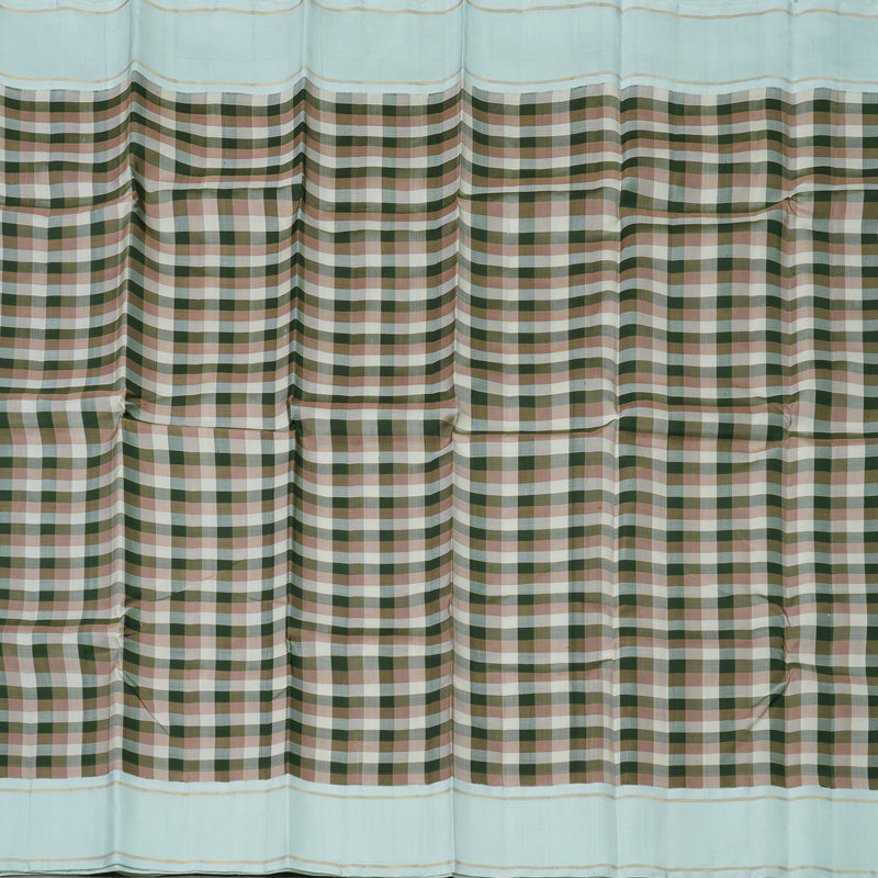 Hayagrivas Handloom Multicolour Checks Kanjivaram Silk Saree with Powder Blue border KBE1580K1-1