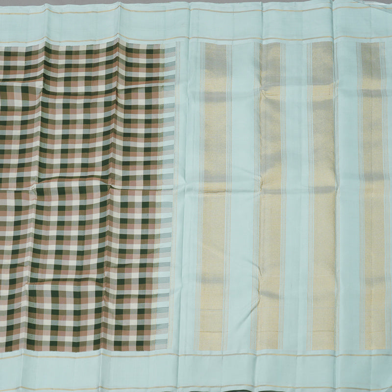 Hayagrivas Handloom Multicolour Checks Kanjivaram Silk Saree with Powder Blue border KBE1580K1-1