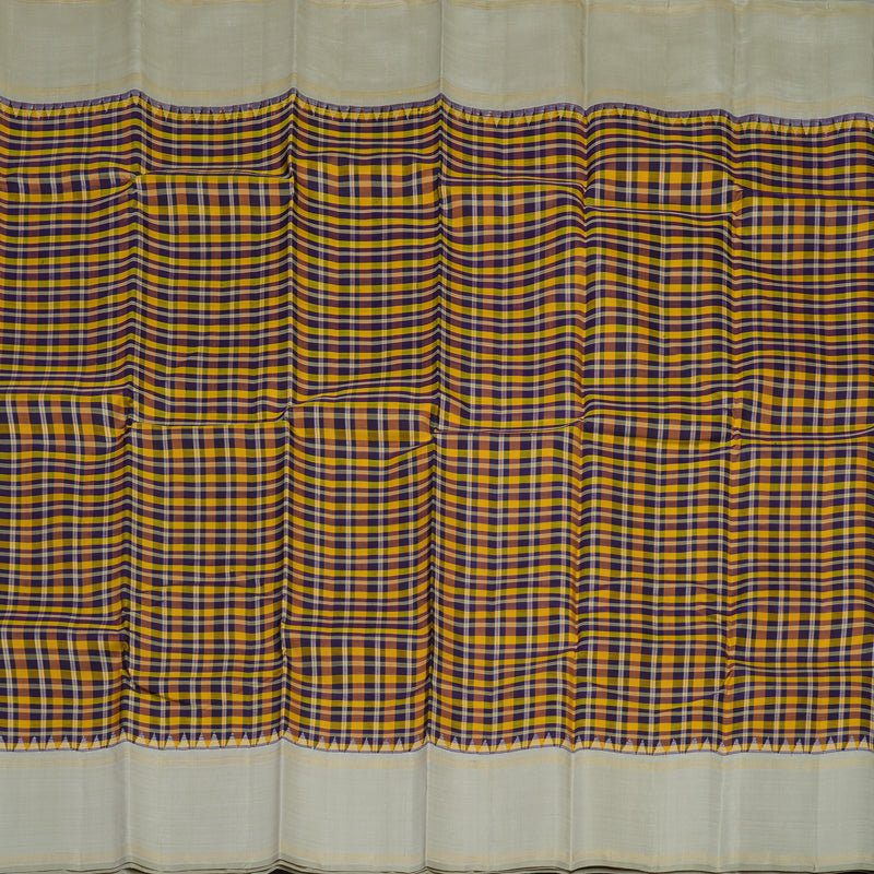 Hayagrivas Handloom Multicolour Checks Kanjivaram Silk Saree with Light Grey border KBE1580K2-1