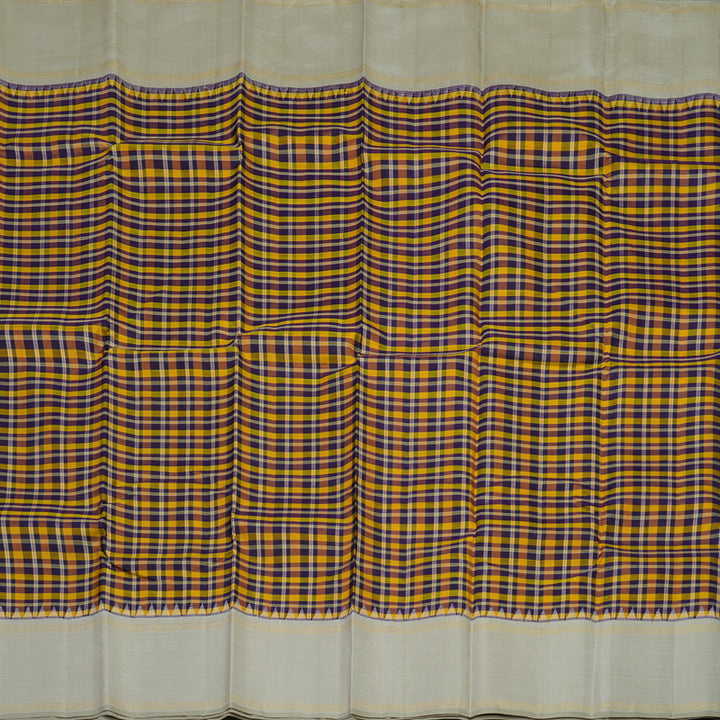 Hayagrivas Handloom Multicolour Checks Kanjivaram Silk Saree with Light Grey border KBE1580K2-1