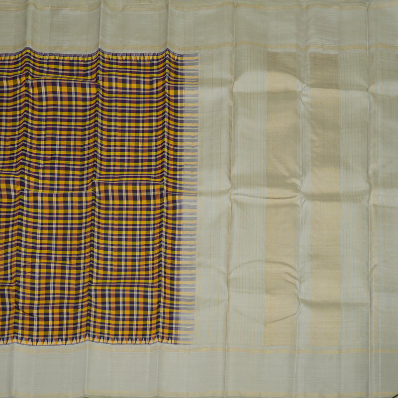 Hayagrivas Handloom Multicolour Checks Kanjivaram Silk Saree with Light Grey border KBE1580K2-1