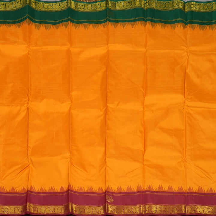 Hayagrivas Handloom Mango Orange Kanjivaram Silk Saree with Ganga Jamuna border KBE1581K2-1