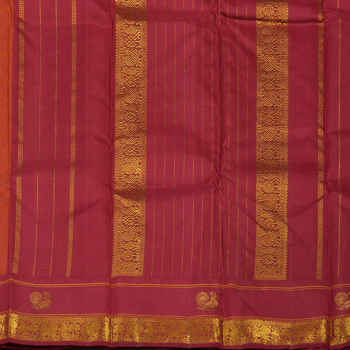 Hayagrivas Handloom Mango Orange Kanjivaram Silk Saree with Ganga Jamuna border KBE1581K2-1