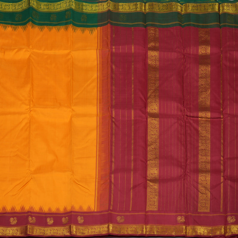 Hayagrivas Handloom Mango Orange Kanjivaram Silk Saree with Ganga Jamuna border KBE1581K2-1