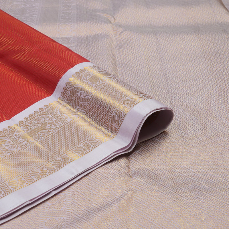 Hayagrivas Handloom Red Kanjivaram Silk Saree with Lilac border KBE1582K1-2