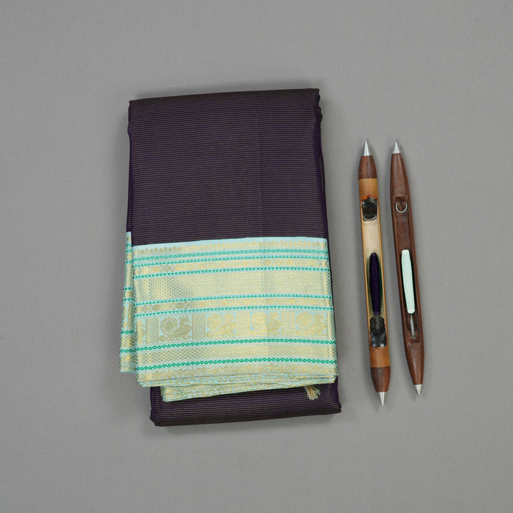 Hayagrivas Handloom Navy Blue Kanjivaram Silk Saree with Powder Blue border KBE1582K3-1