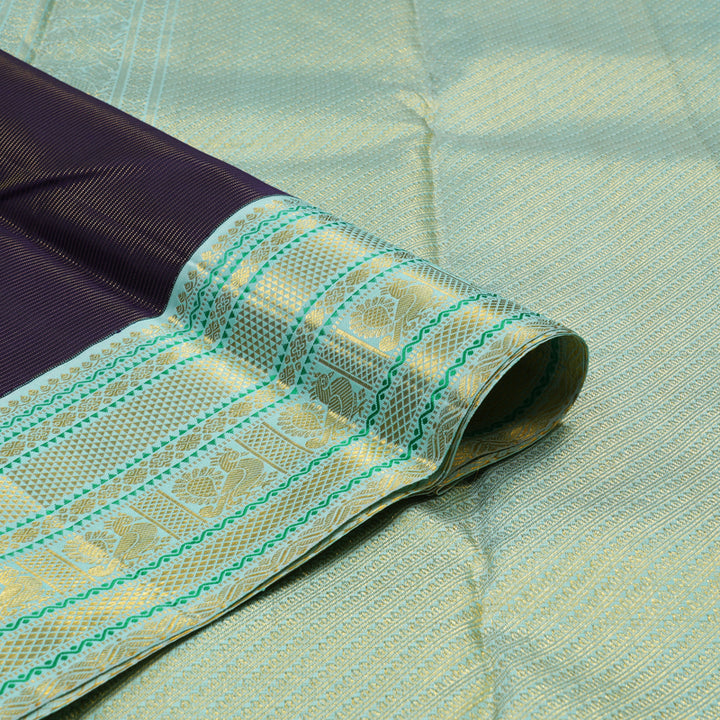 Hayagrivas Handloom Navy Blue Kanjivaram Silk Saree with Powder Blue border KBE1582K3-1