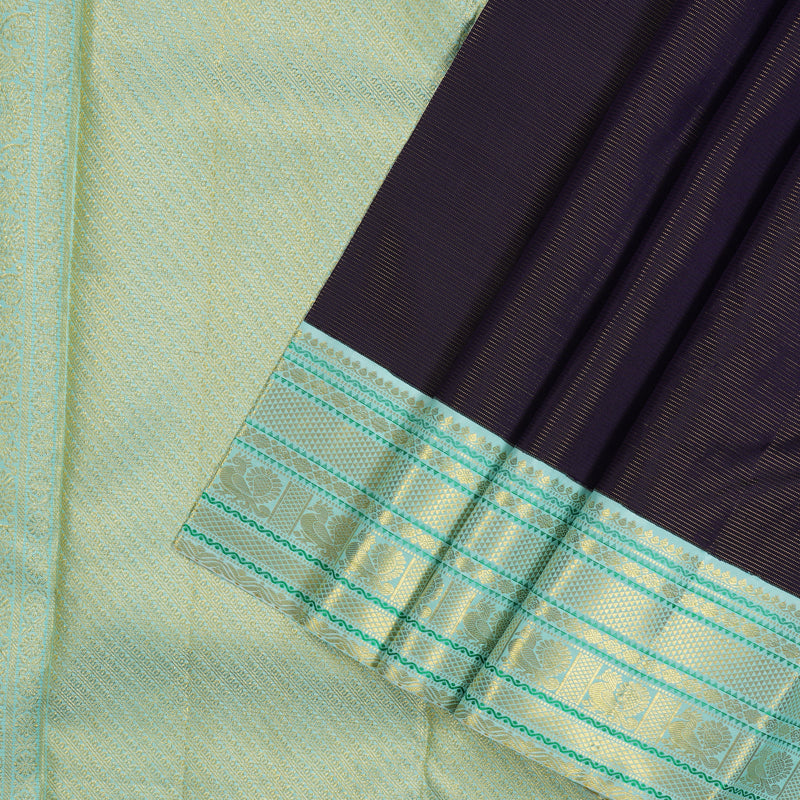 Hayagrivas Handloom Navy Blue Kanjivaram Silk Saree with Powder Blue border KBE1582K3-1