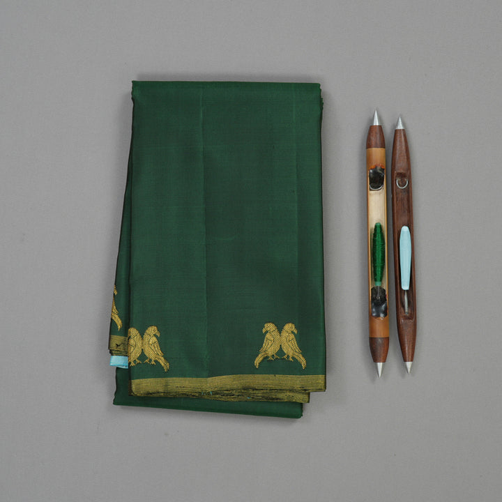 Hayagrivas Handloom Bottle Green Kanjivaram Silk Saree KBE1585K3-2