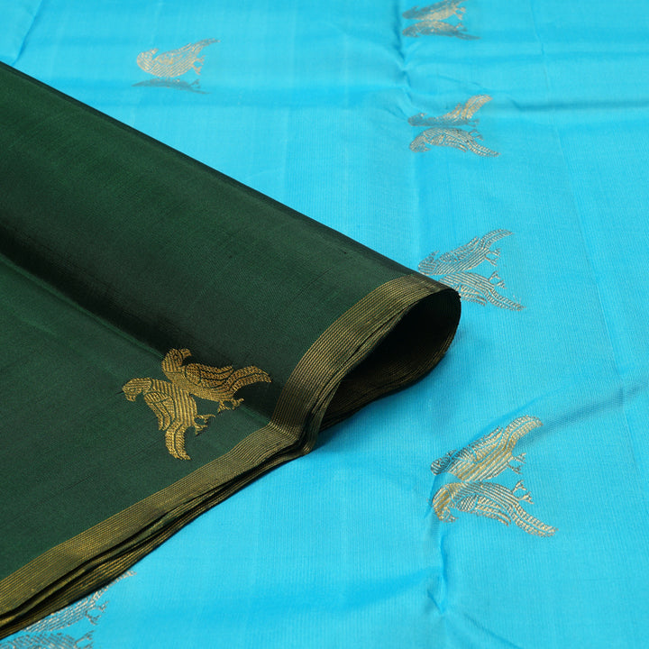 Hayagrivas Handloom Bottle Green Kanjivaram Silk Saree KBE1585K3-2