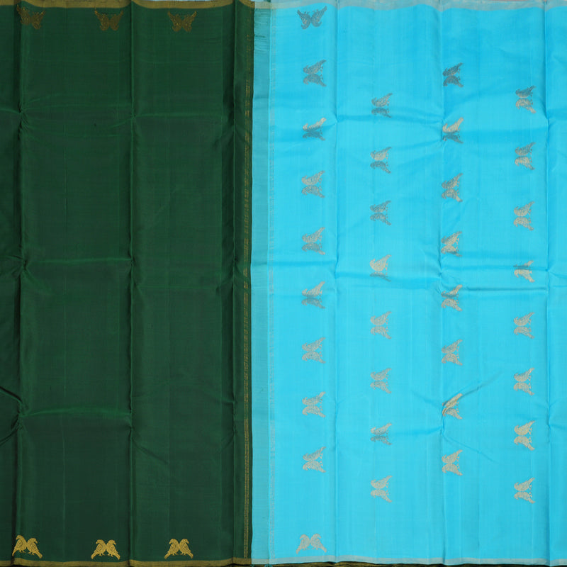 Hayagrivas Handloom Bottle Green Kanjivaram Silk Saree KBE1585K3-2