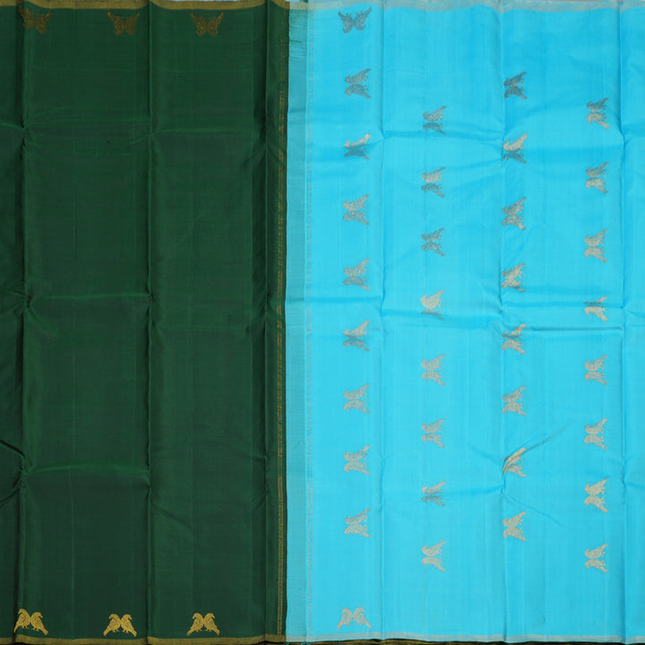 Hayagrivas Handloom Bottle Green Kanjivaram Silk Saree KBE1585K3-2
