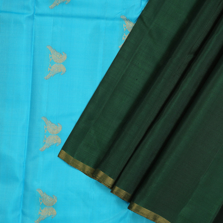 Hayagrivas Handloom Bottle Green Kanjivaram Silk Saree KBE1585K3-2