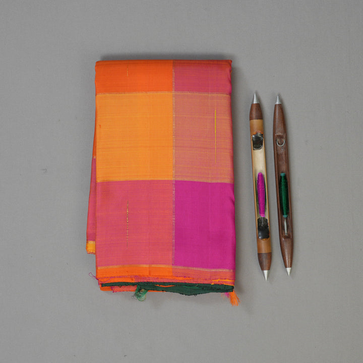 Hayagrivas Handloom Multicolour Checks Kanjivaram Silk Saree KBE1585K4-2